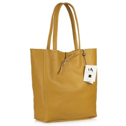 Geanta shopper din piele naturala DiAmanti Luisa Giallo Scuro